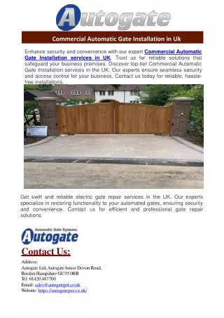 Commercial Automatic Gate Installation in Uk