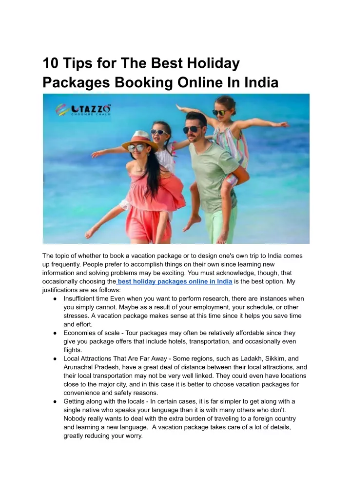 10 tips for the best holiday packages booking