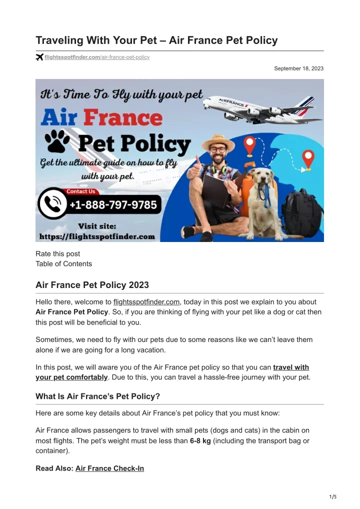 traveling with your pet air france pet policy