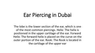 Ear Piercing in Dubai