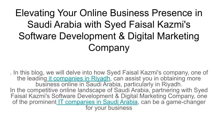 elevating your online business presence in saudi