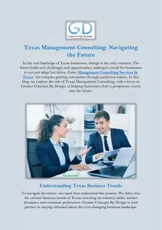 Management Consulting Services In Texas-Greater Concepts By Design