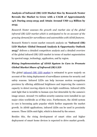 analysis of infrared ir led market size