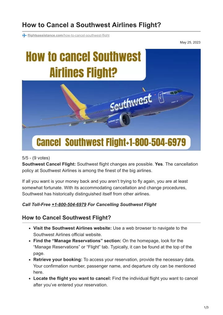 how to cancel a southwest airlines flight