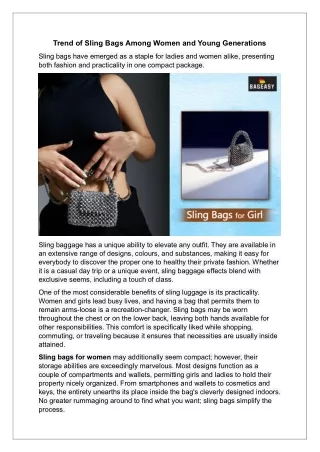 Trend of Sling Bags Among Women and Young Generations