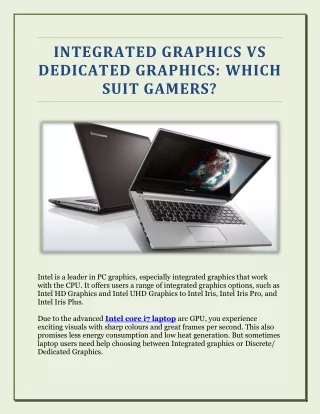 Integrated Graphics Vs Dedicated Graphics: Which Suit Gamers?