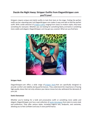 Dazzle the Night Away: Stripper Outfits from ElegantStripper.com You’ll Love!