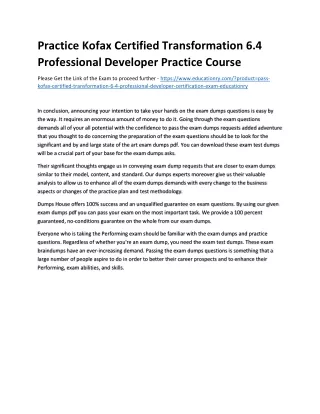 practice kofax certified transformation