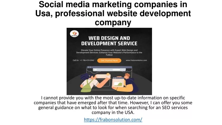 social media marketing companies in usa professional website development company