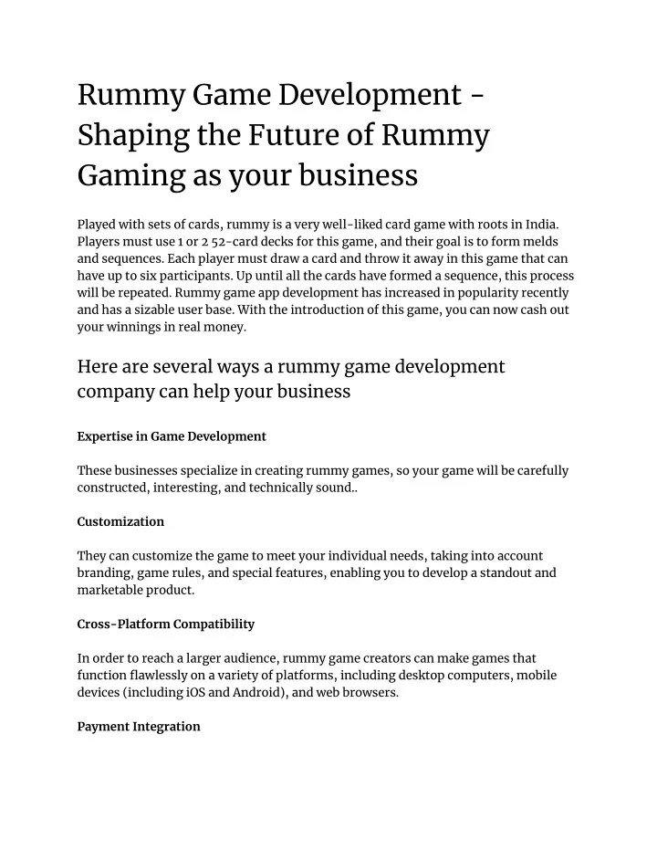 rummy game development shaping the future
