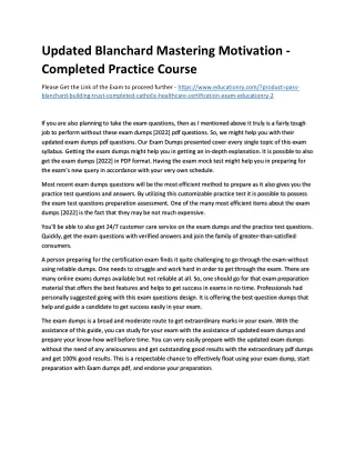 updated blanchard mastering motivation completed