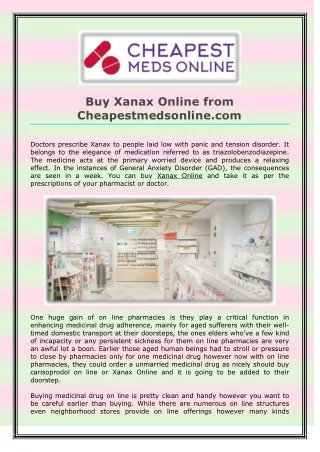 Buy Xanax Online from Cheapestmedsonline