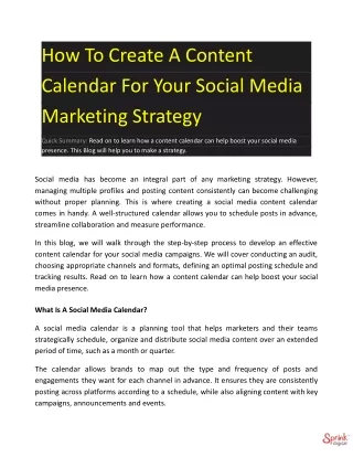 Create A Content Calendar For Your Social Media Marketing Strategy