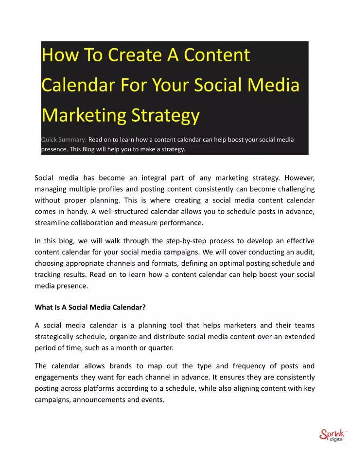 how to create a content calendar for your social