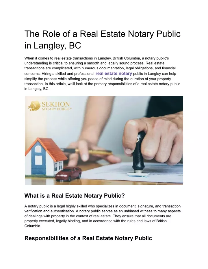 the role of a real estate notary public