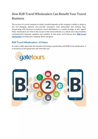 How B2B Travel Wholesalers Can Benefit Your Travel Business