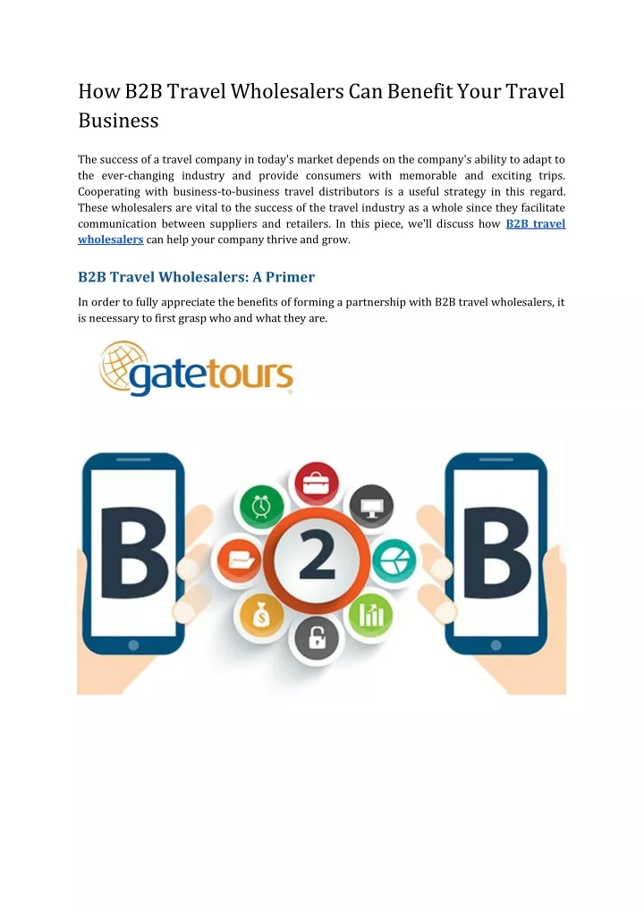 how b2b travel wholesalers can benefit your