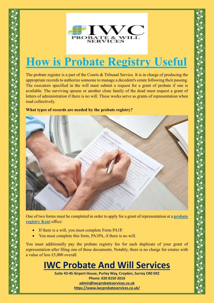 how is probate registry useful