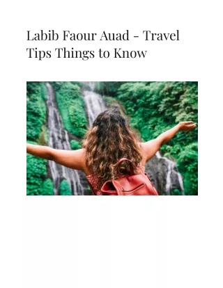 Labib Faour Auad - Travel Tips Things to Know