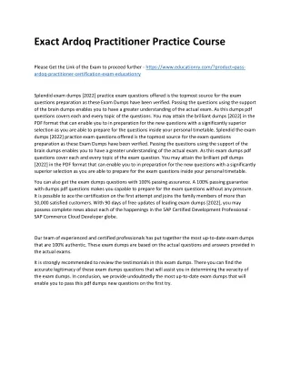 exact ardoq practitioner practice course