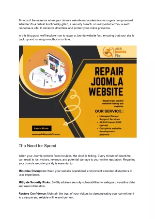 Quick and Effective Joomla Website Repair Solutions- Quickjoomlafix