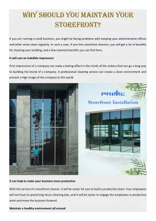 why should you maintain your storefront