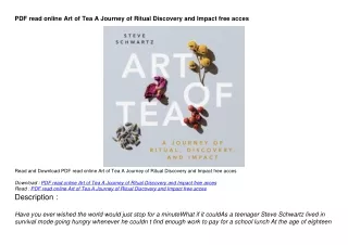 PDF read online Art of Tea A Journey of Ritual Discovery and Impact free acces