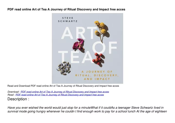 pdf read online art of tea a journey of ritual