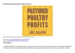 Download Pastured Poultry Profit  free acces