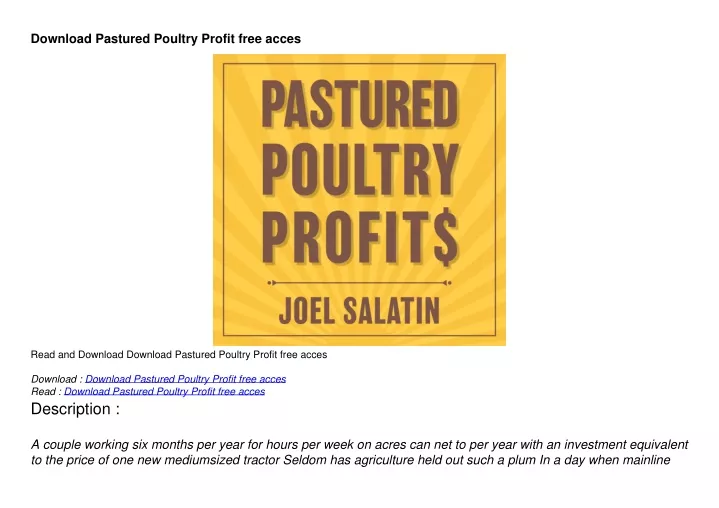 download pastured poultry profit free acces