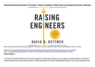 Download Raising Engineers A Founder s Guide to Building a High Performing Engin