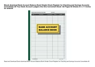 Ebook download Bank Account Balance Book Simple Check Register for Checking and