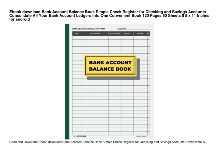 ebook download bank account balance book simple