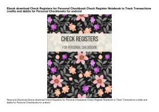 Ebook download Check Registers for Personal Checkbook Check Register Notebook to