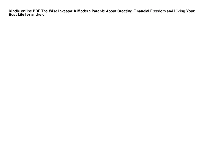 kindle online pdf the wise investor a modern