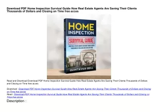 Download PDF Home Inspection Survival Guide How Real Estate Agents Are Saving Th