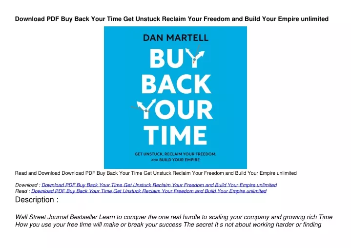 download pdf buy back your time get unstuck