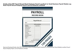 Kindle online PDF Payroll Record Book Employee Payroll Log Book for Small Busine