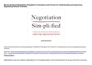 Ebook download Negotiation Simplified A Framework and Process for Understanding