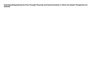 Download Empowering the Poor through Financial and Social Inclusion in Africa An