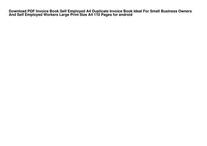 download pdf invoice book self employed