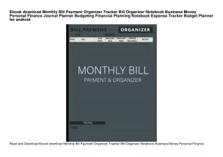 Ebook download Monthly Bill Payment Organizer Tracker Bill Organizer Notebook Bu