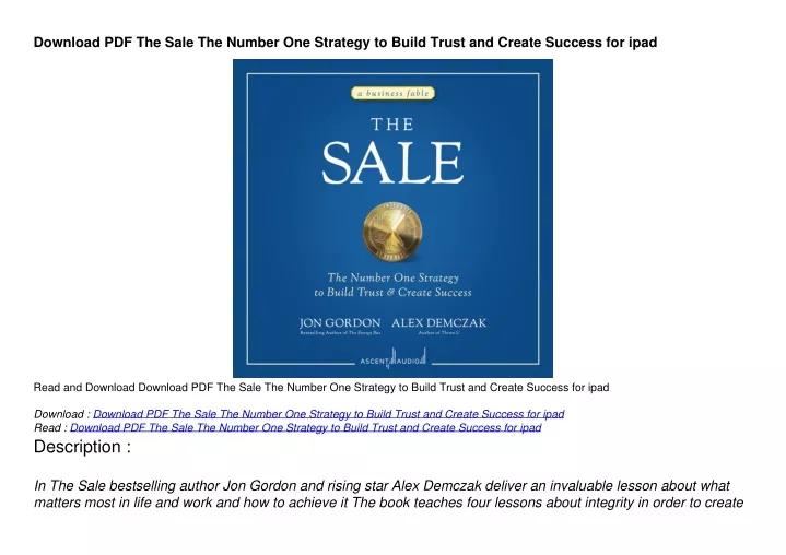 download pdf the sale the number one strategy