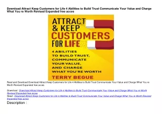 Download Attract Keep Customers for Life 4 Abilities to Build Trust Communicate