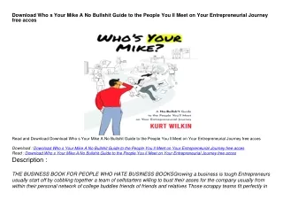 Download Who s Your Mike A No Bullshit Guide to the People You ll Meet on Your E