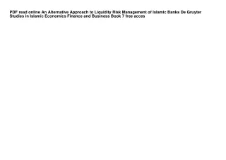 PDF read online An Alternative Approach to Liquidity Risk Management of Islamic