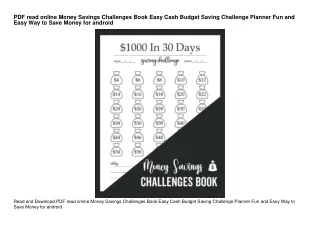 PDF read online Money Savings Challenges Book Easy Cash Budget Saving Challenge