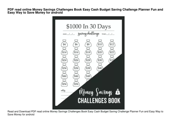 pdf read online money savings challenges book