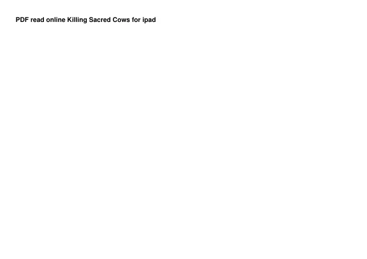 pdf read online killing sacred cows for ipad
