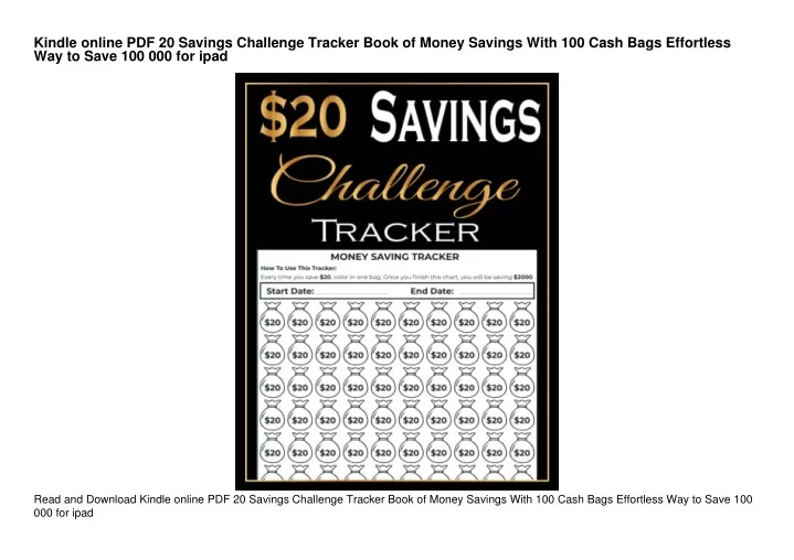 kindle online pdf 20 savings challenge tracker